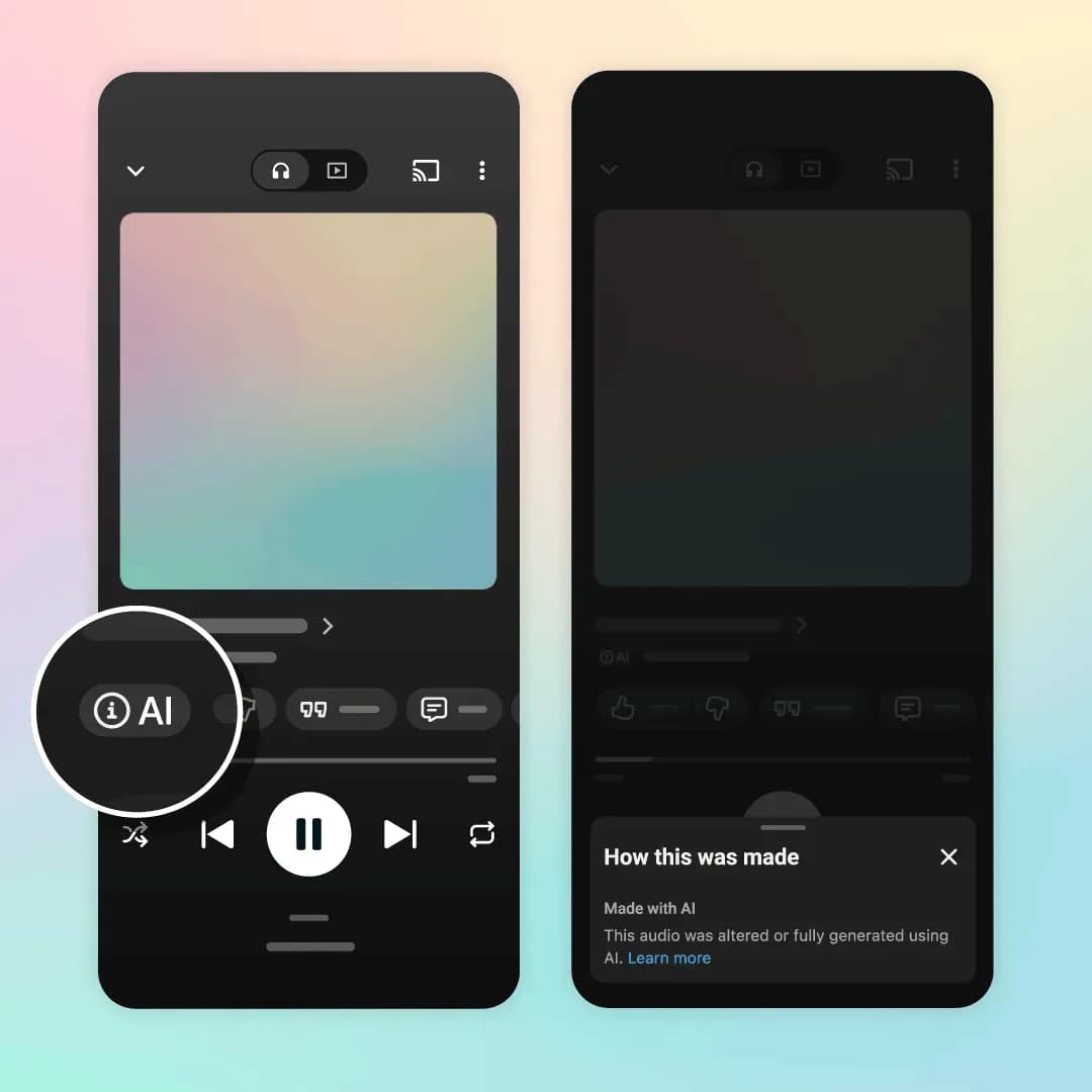 YouTube Music führt Transparenz-Labels für KI-generierte Inhalte ein