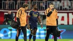 Image caption, Bukayo Saka was withdrawn after just 10 minutes with a quad injury
