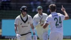 Image caption, 99 is Australia's lowest score in Tests since being bowled out for 91 by India in Nagpur in 2023