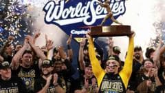 Image caption, William Contreras and Milwaukee team-mates Jackson Chourio and Antonio Senzatela also helped Venezuela win the World Baseball Classic in March