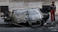 Image caption, The French prime minister has blamed far-left groups for planning some of the violence