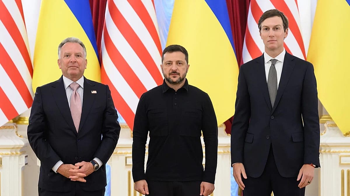 FILE@: Vladimir Putin, greets US president's envoys Steve Witkoff and Jared Kushner prior to talks in Moscow, Sept. 5, 2026.
AP Photo
