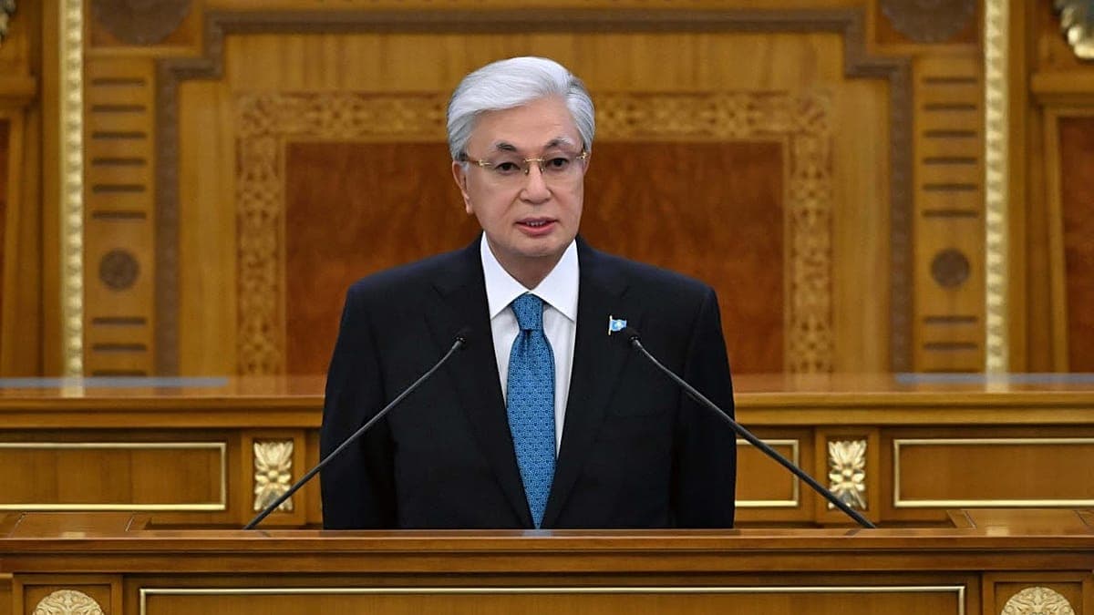 The address came two months later than usual and was delivered at the parliament session.
Press service of Kazakhstan President